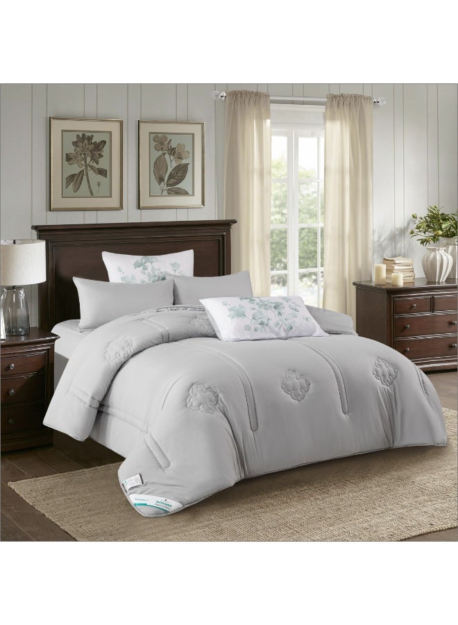 Donetella Bedding Comforter Set, King Size Fits 200x200 cm - 6-Pcs Digital Print Quilted Bed Set, Microfiber Fabric - 1 Comforter, 1 Fitted Sheet, 2 Pillow Shams, 2 Pillowcases - Image 2